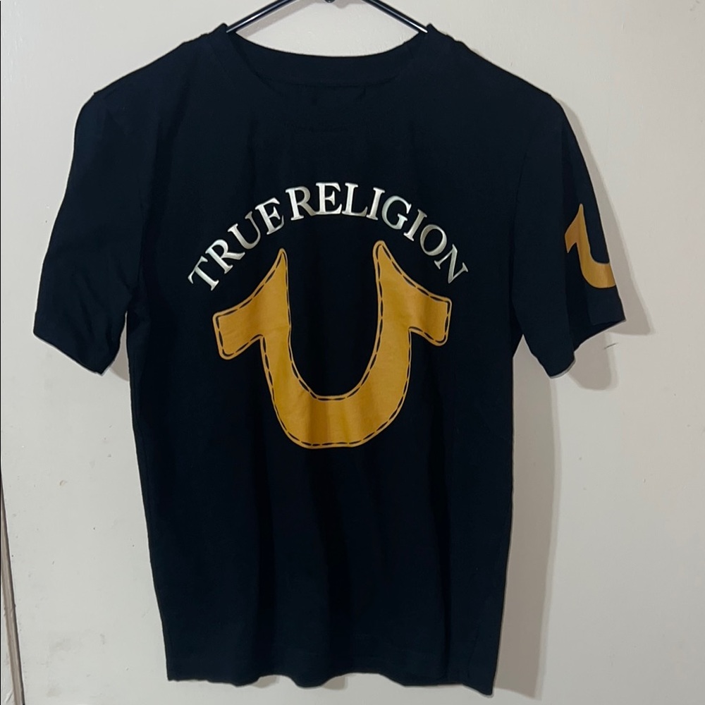True Religion Black T-Shirt with Gold Logo